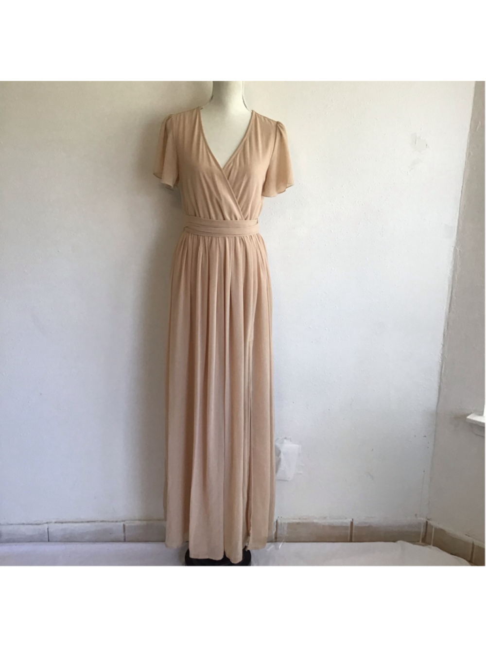 Baltic Born Women's Elegant Sofisciated Beige Maxi Event Dress Size S